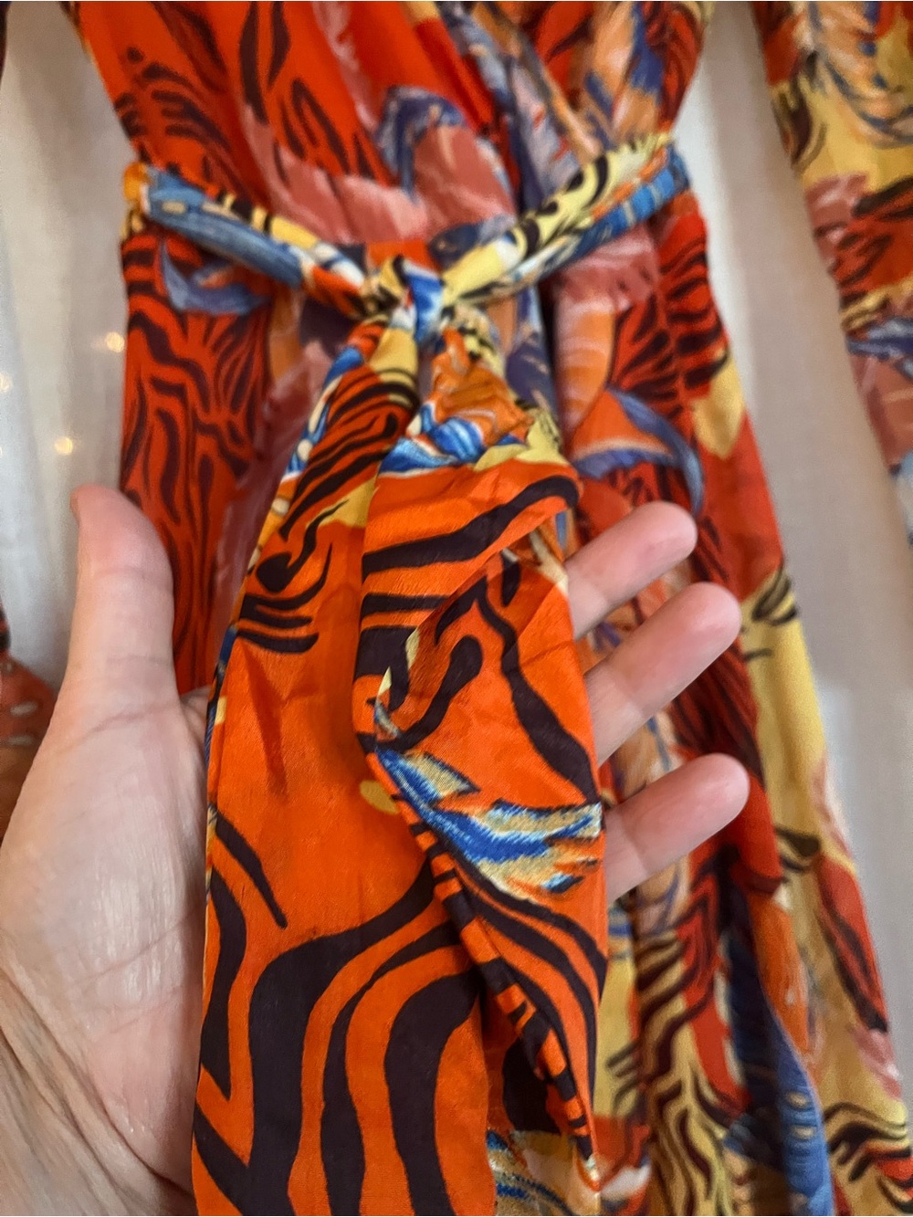 NWT MULTICOLOR TROPICAL Print Maxi Dress with Belt - Picture 3 of 9